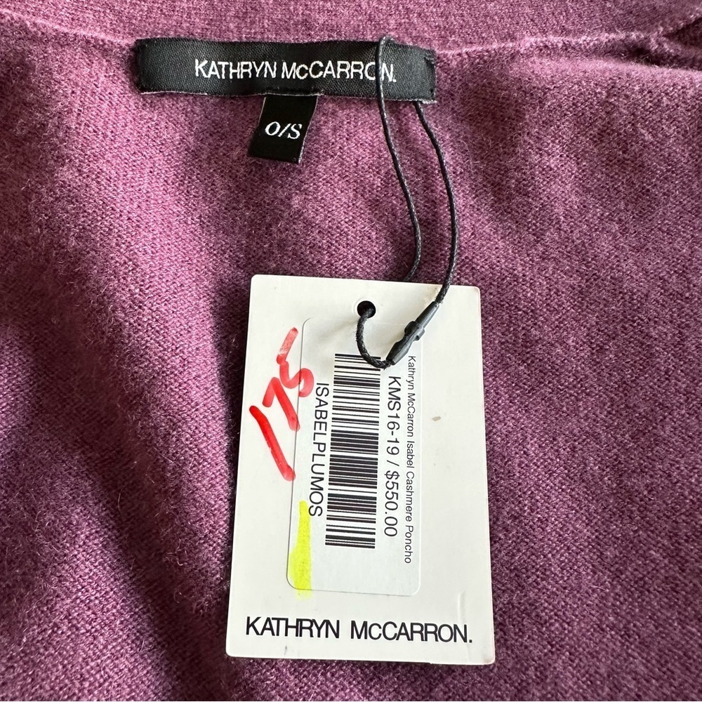 NWT KATHRYN McCARRON Isabel Cashmere Poncho Purple Size OS - Picture 8 of 12